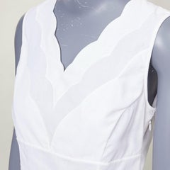 CHRISTIAN DIOR White cotton scalloped collar fitted vest shirt FR36 S