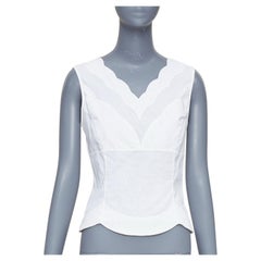 CHRISTIAN DIOR weißes Baumwollhemd mit angeschnittenem Kragen und Weste FR36 S