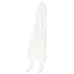 Christian Dior White Cotton Short Sleeve Fringed Eyelet Dress
