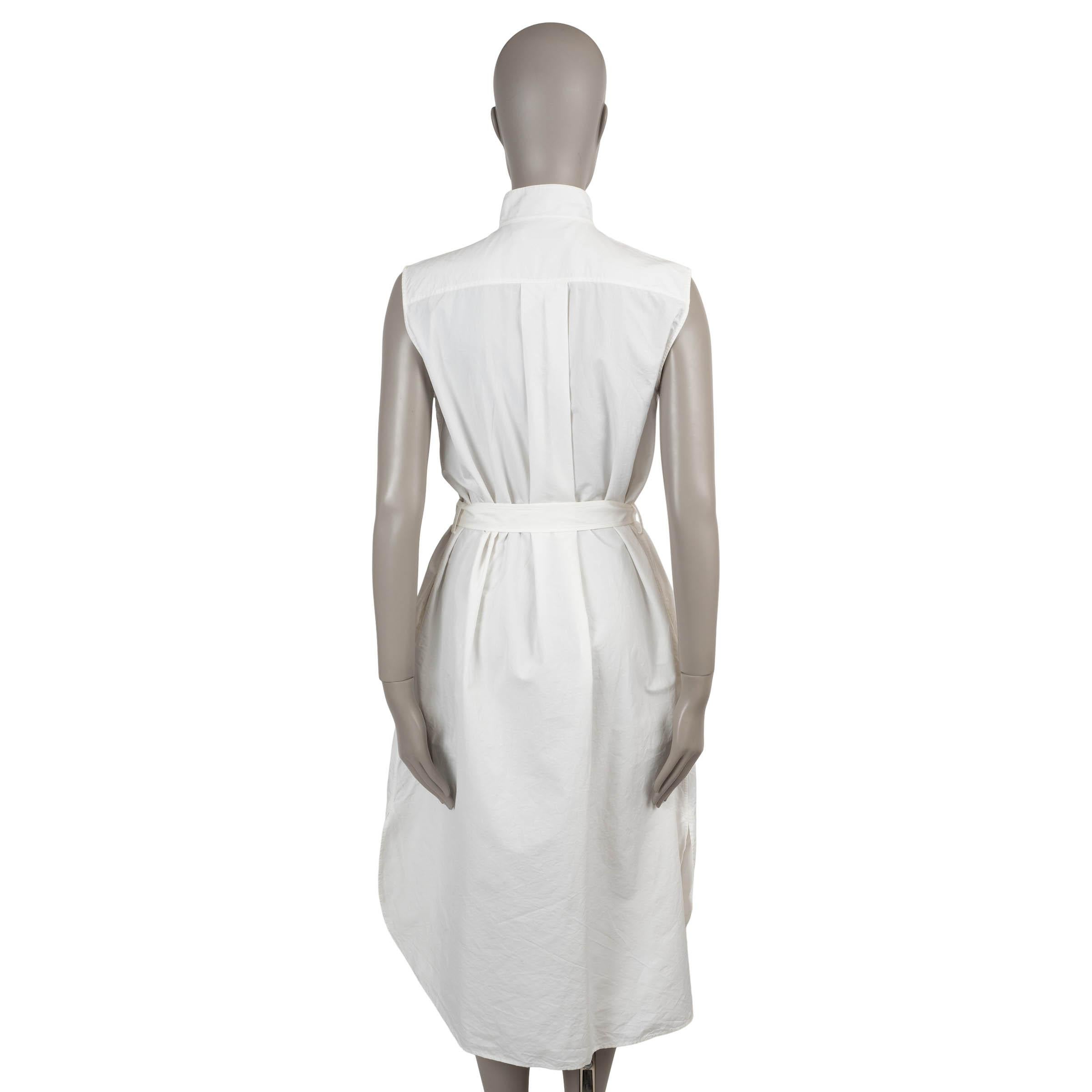CHRISTIAN DIOR 2024 SLEEVELESS BELTED MIDI SHIRT Kleid aus weißer Baumwolle und Seide 38 S (Grau) im Angebot