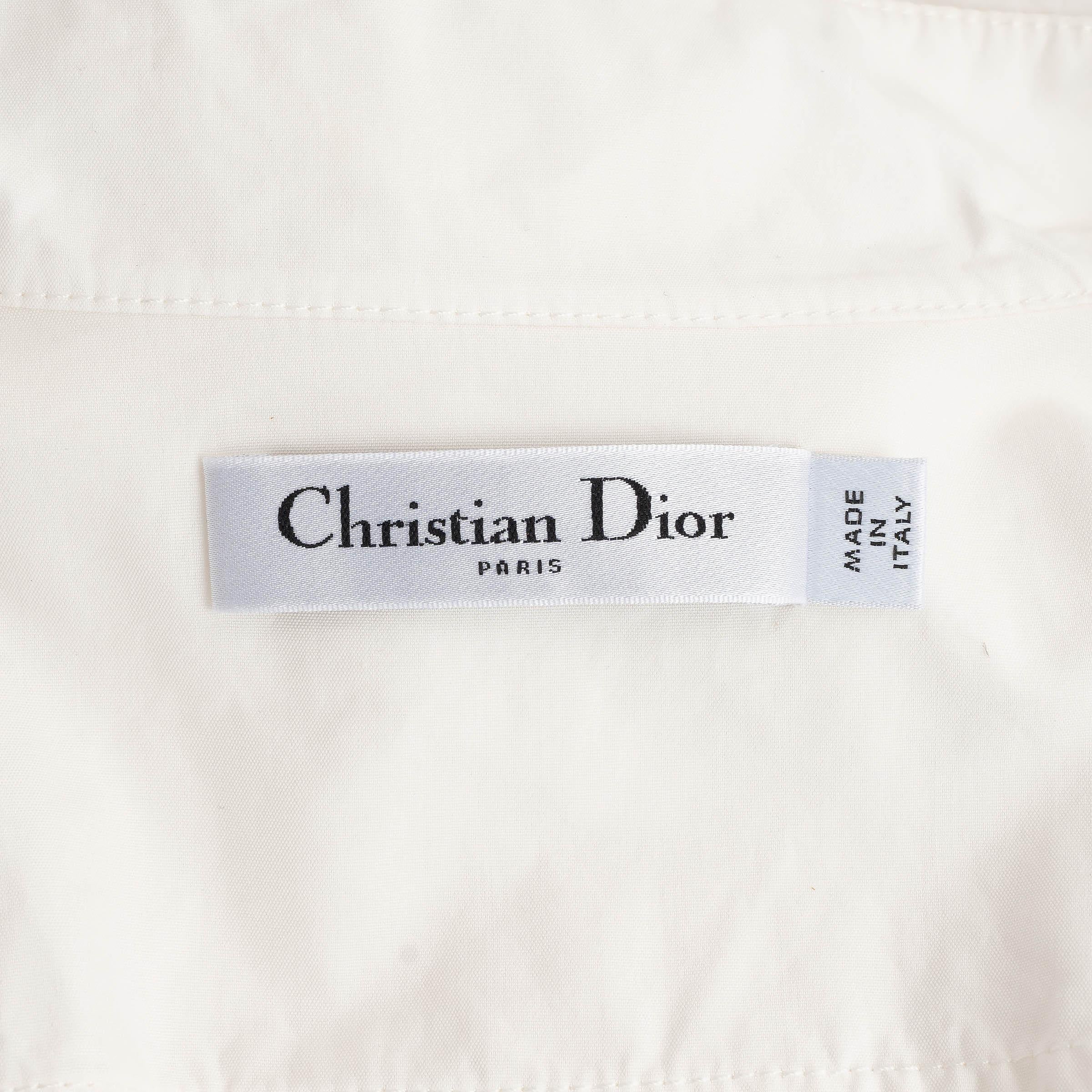 CHRISTIAN DIOR 2024 SLEEVELESS BELTED MIDI SHIRT Kleid aus weißer Baumwolle und Seide 38 S im Angebot 3