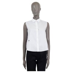 CHRISTIAN DIOR white cotton SLEEVELESS POPLIN BUTTON UP Shirt 38 S