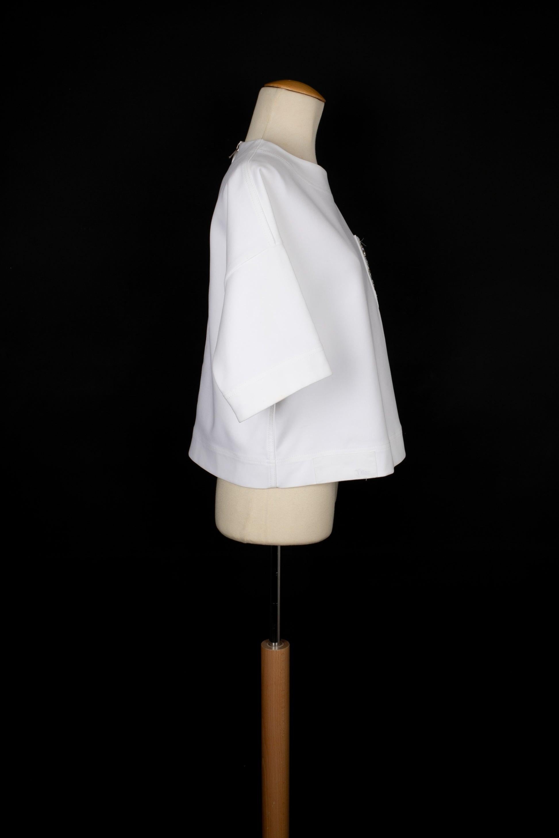 Christian Dior White Cotton Top In Good Condition For Sale In SAINT-OUEN-SUR-SEINE, FR