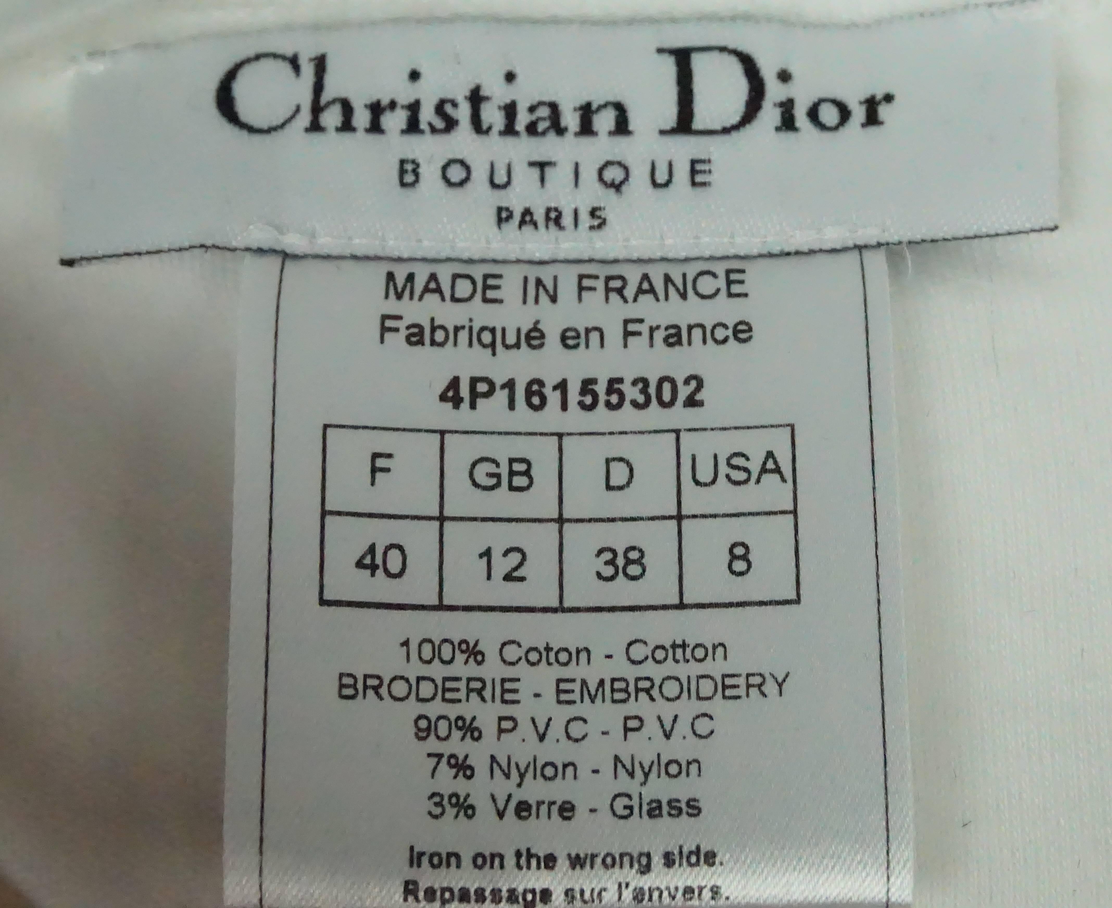 Christian Dior White Cotton Top w/ Sequins - 8 1