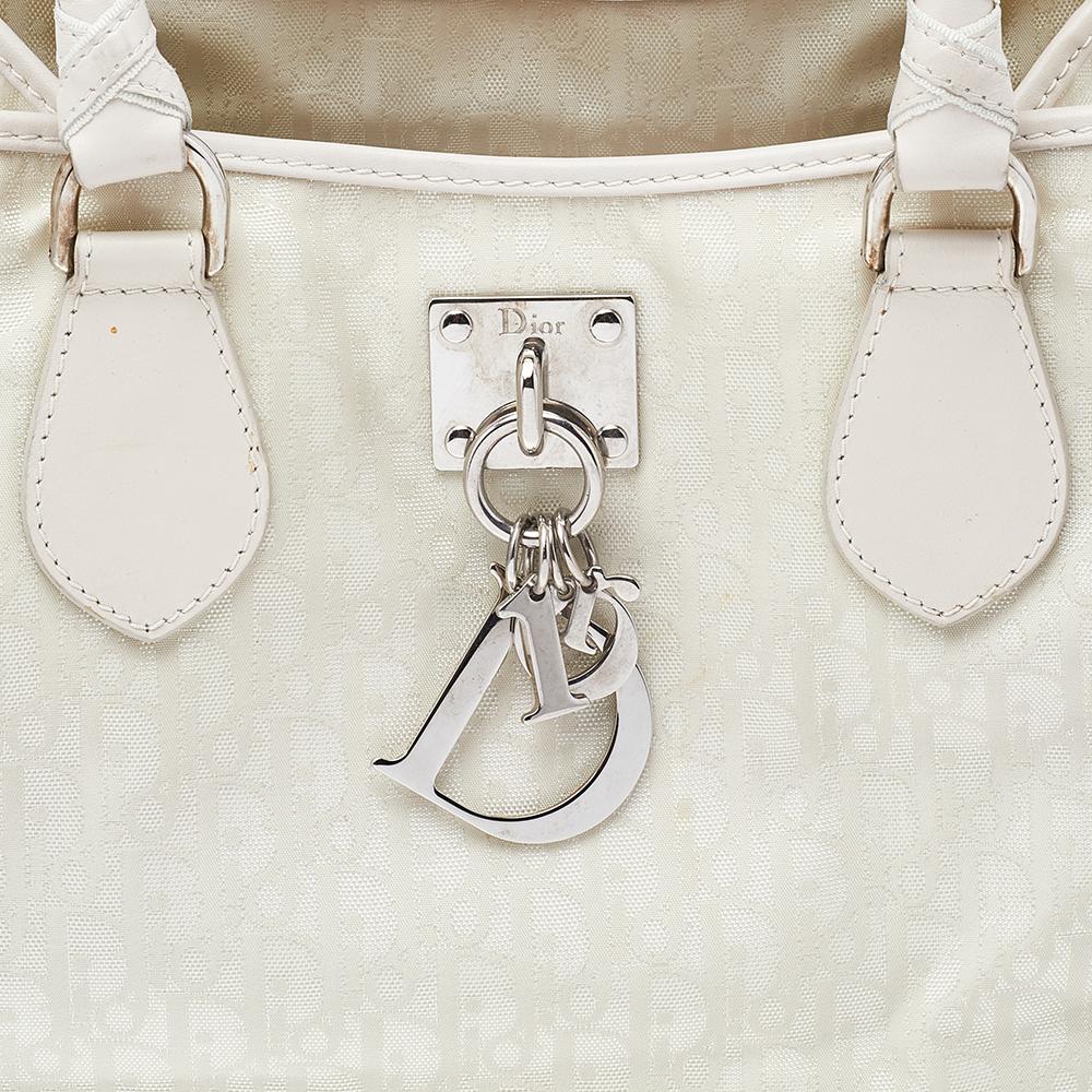 Christian Dior White-Cream Canvas And Leather Diorissimo Small Lovely Tote 3