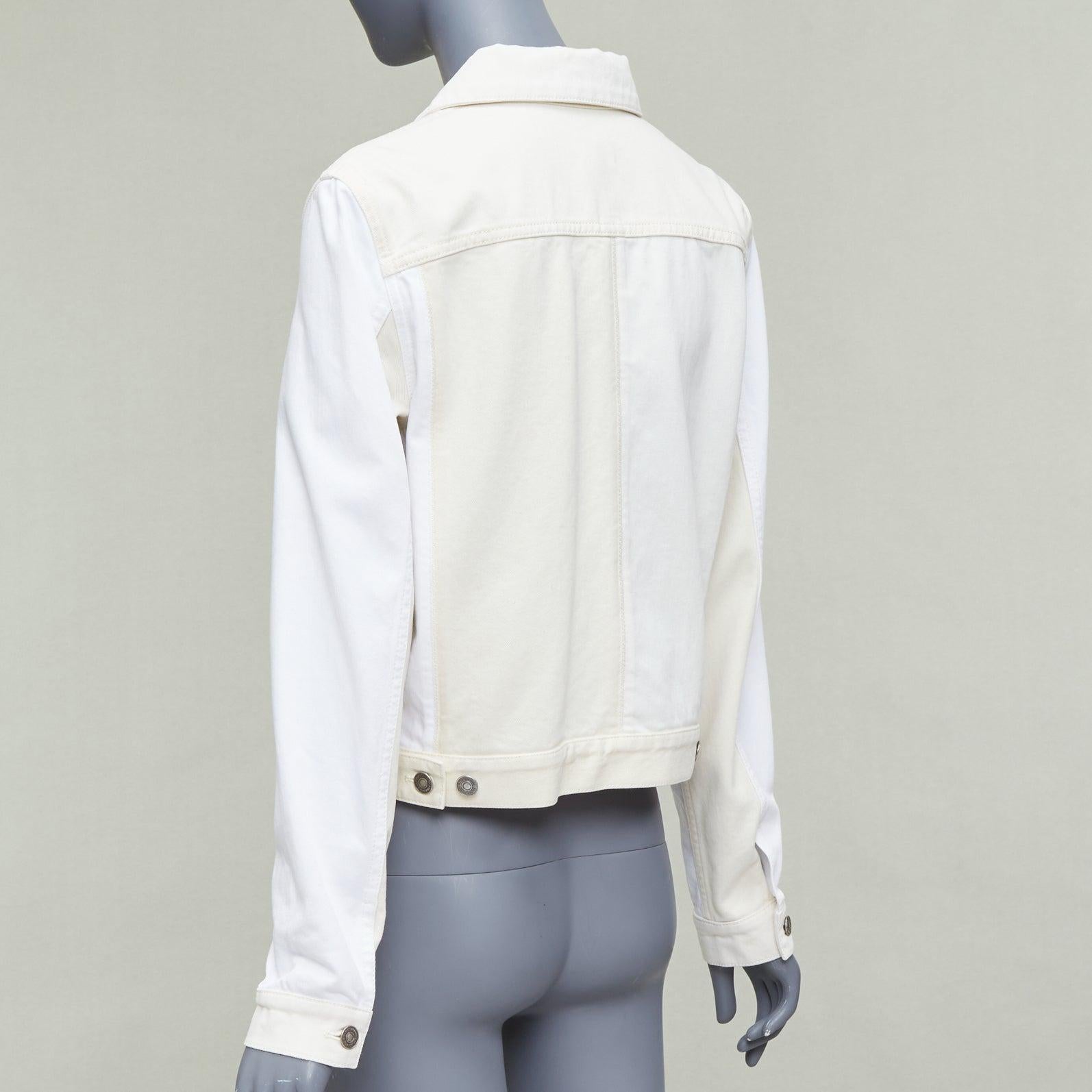CHRISTIAN DIOR white denim CD bee logo trucker cropped jacket FR40 L For Sale 2