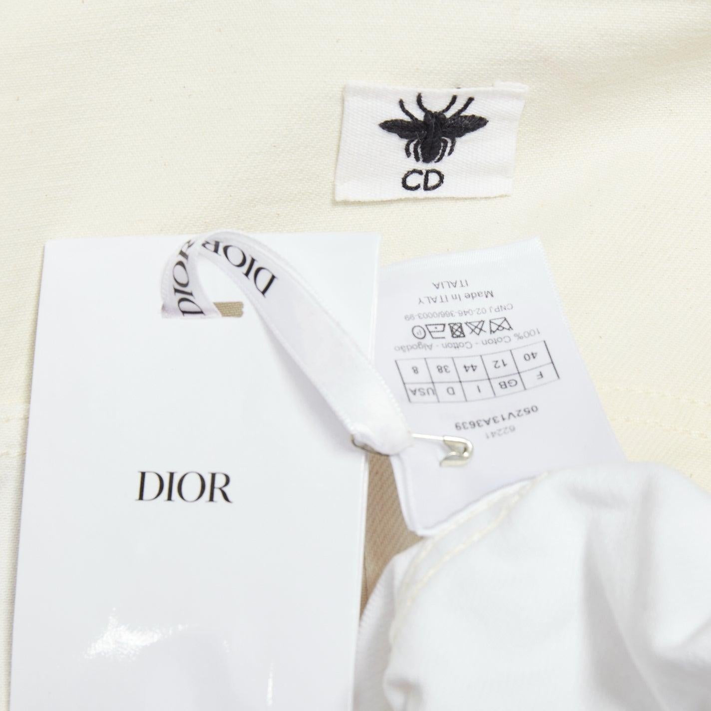 CHRISTIAN DIOR white denim CD bee logo trucker cropped jacket FR40 L For Sale 4