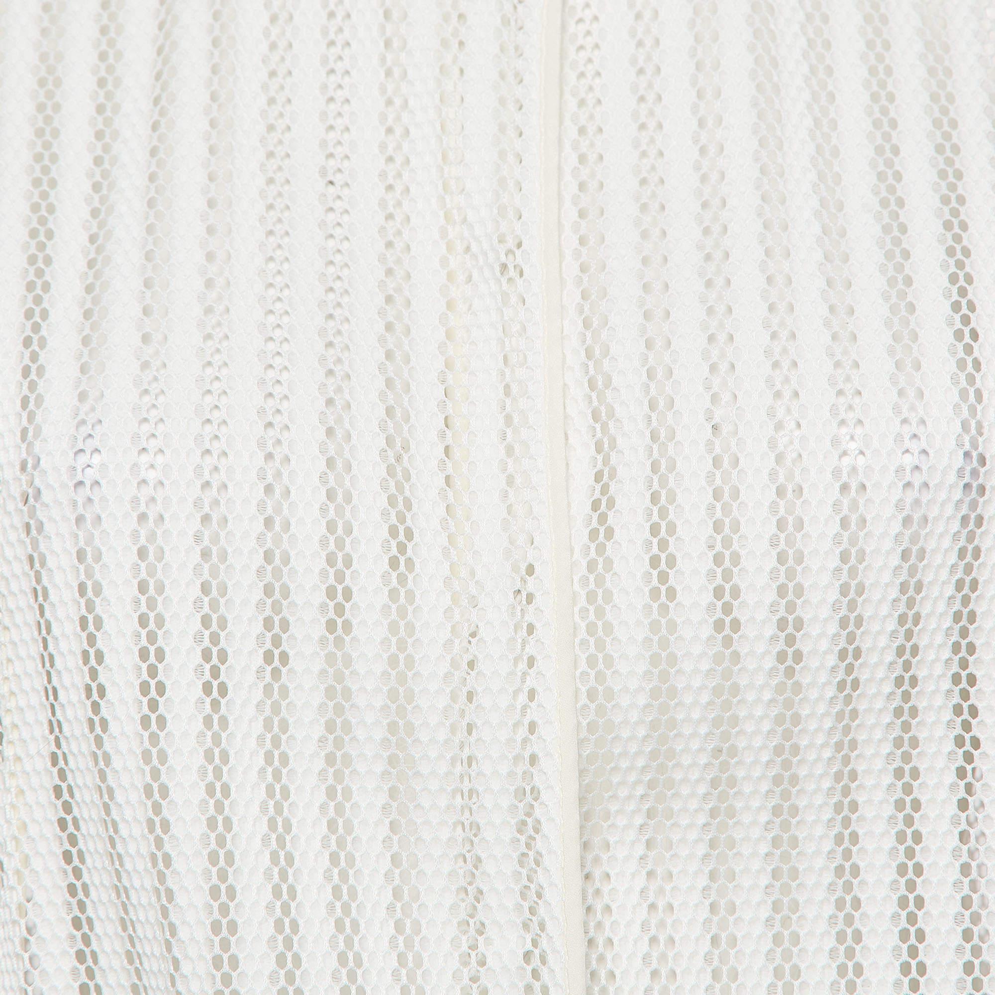 Christian Dior White Eyelet Knit High-Low Sheer Jacket M Damen im Angebot