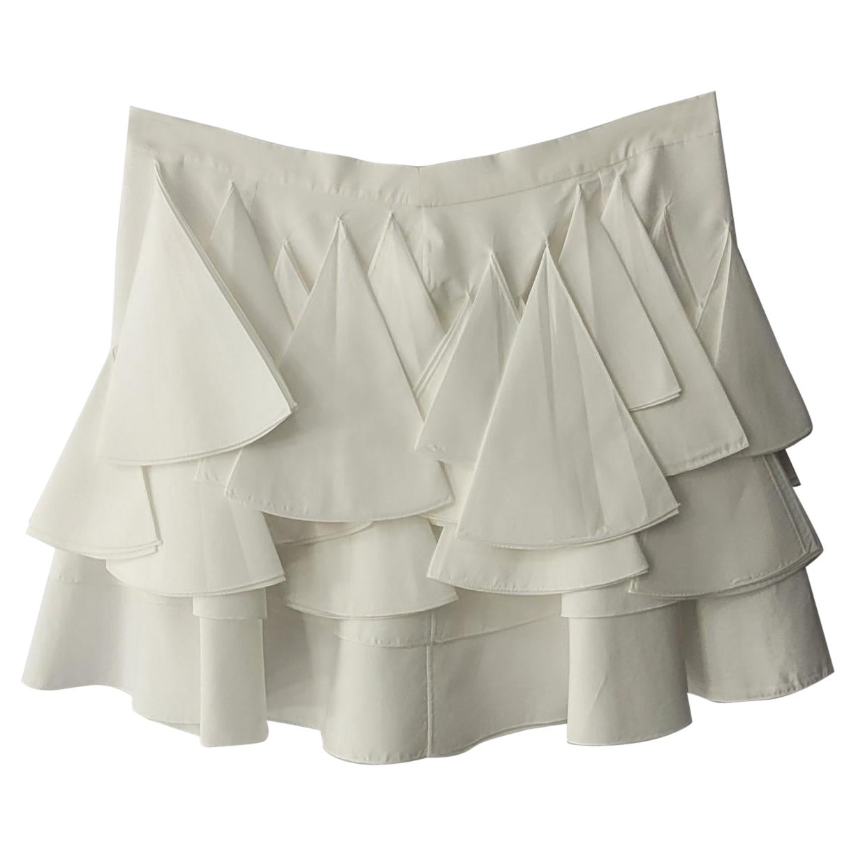 Christian Dior White Flare Ruffle Mini Skirt Size