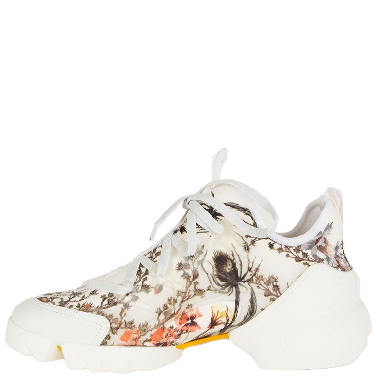 CHRISTIAN DIOR white FLORAL DIOR D-CONNECT Sneakers Shoes 39 at 1stDibs