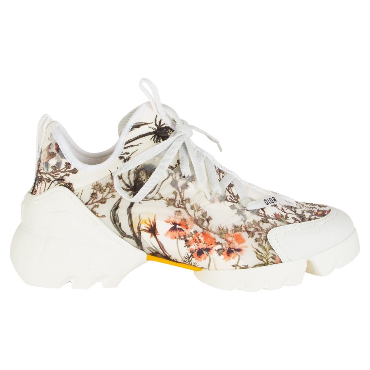 CHRISTIAN DIOR white FLORAL DIOR D-CONNECT Sneakers Shoes 39 at 1stDibs
