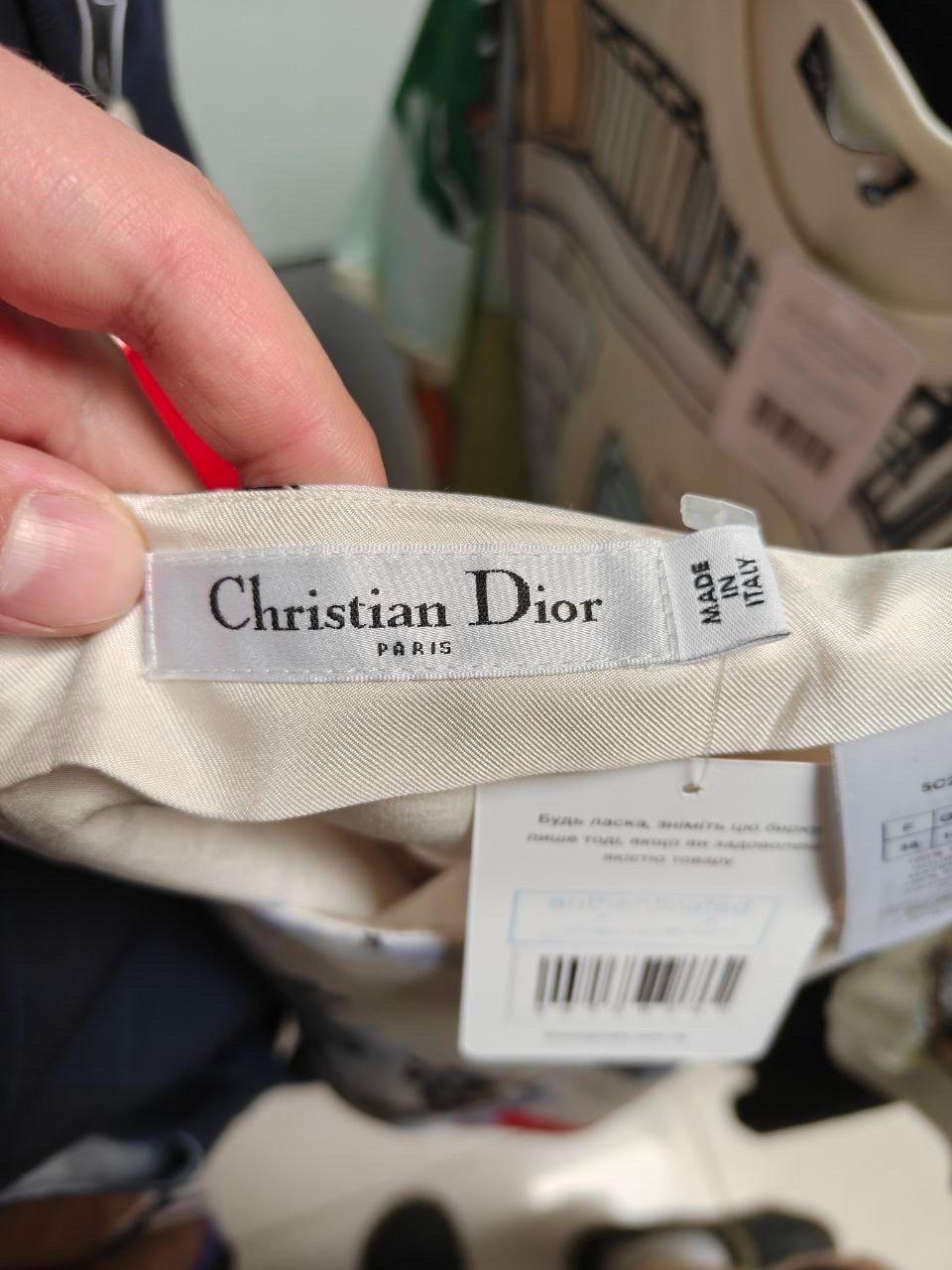 Jupe en soie à fleurs Christian Dior White - Taille 38 en vente 1
