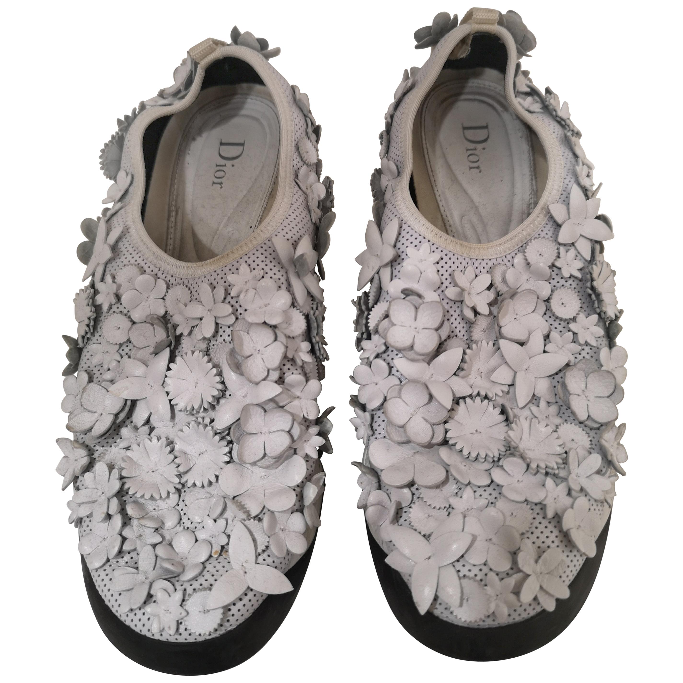 Christian Dior White flowers Shoes unworn