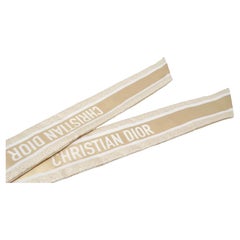 Christian Dior White & Golden Star Print Silk Twill Scarf