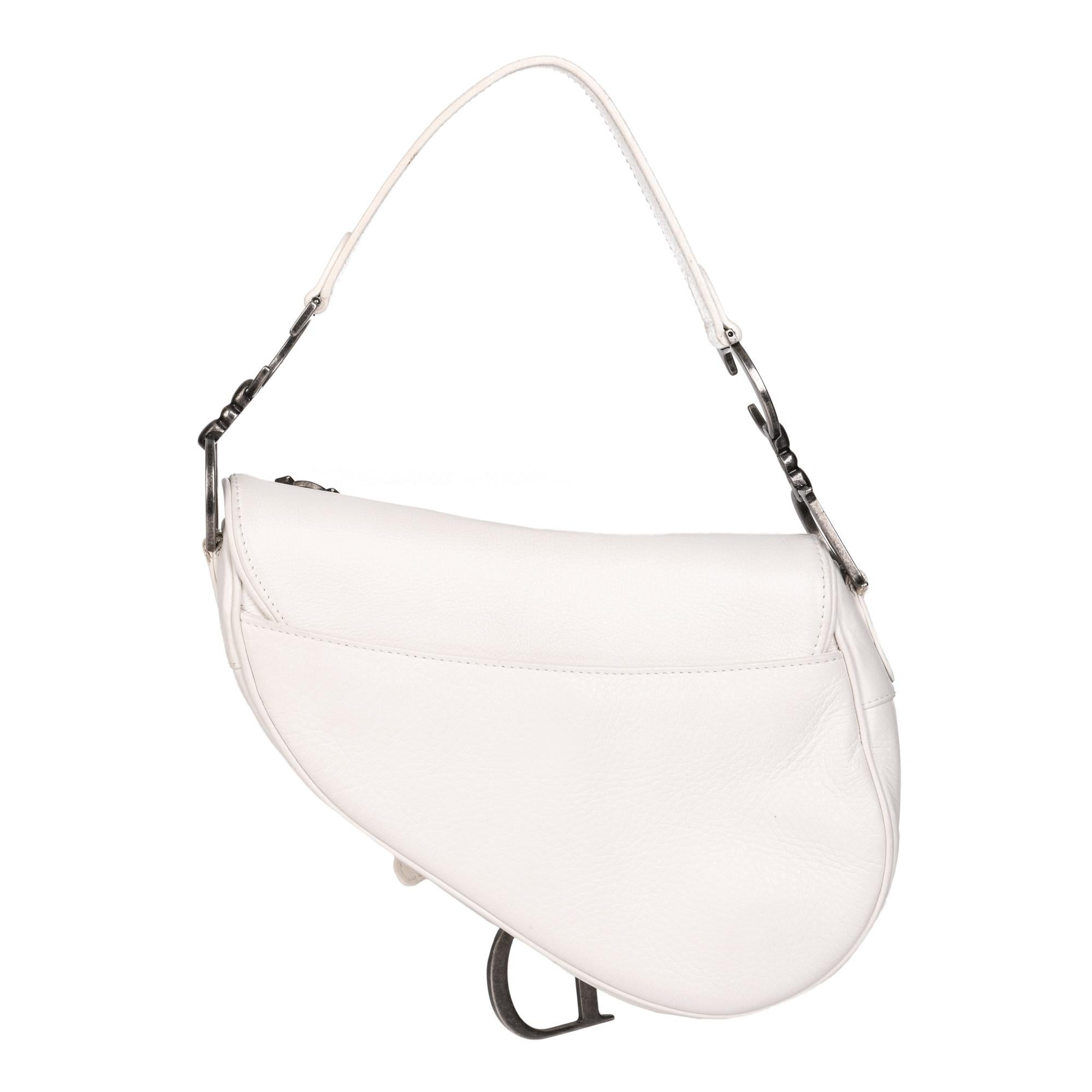 white dior saddle bag