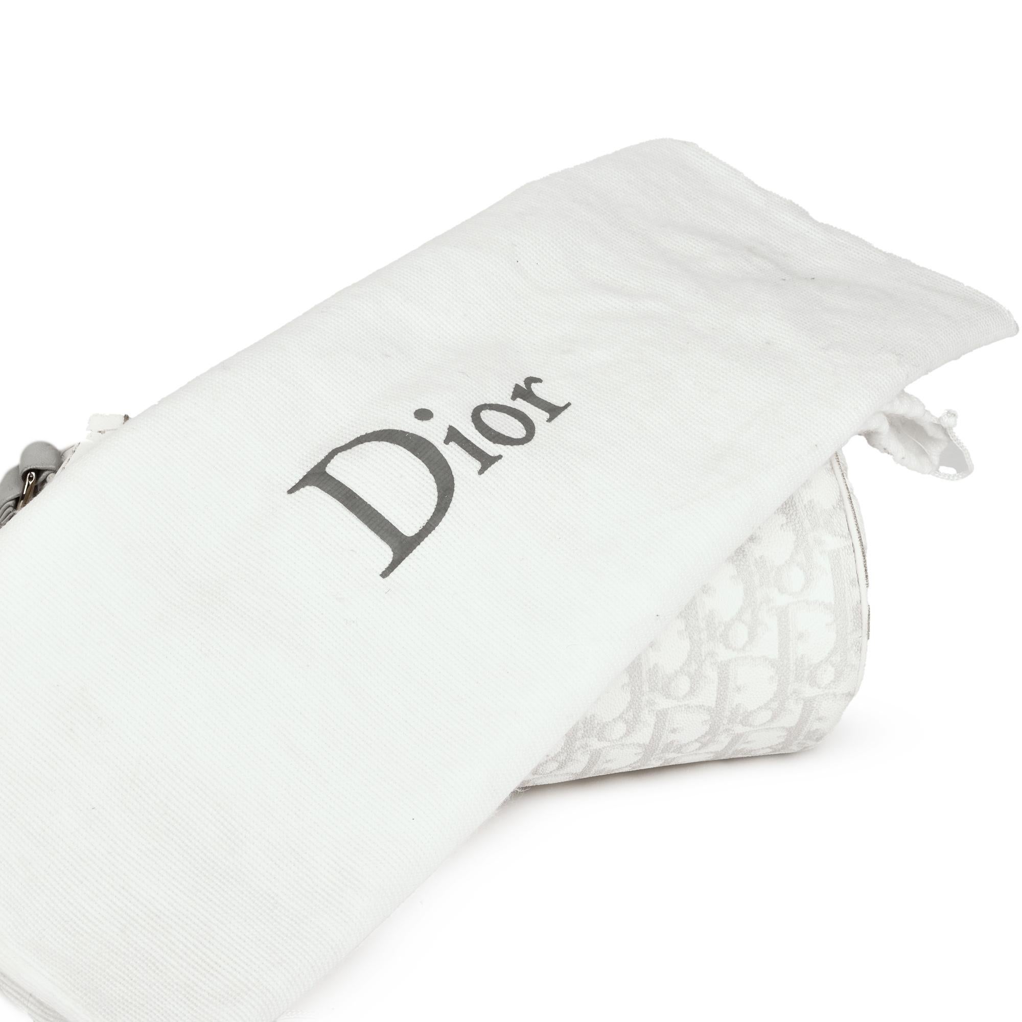 Christian Dior White & Grey Monogram Coated Canvas Romantique Barrel Bag 6