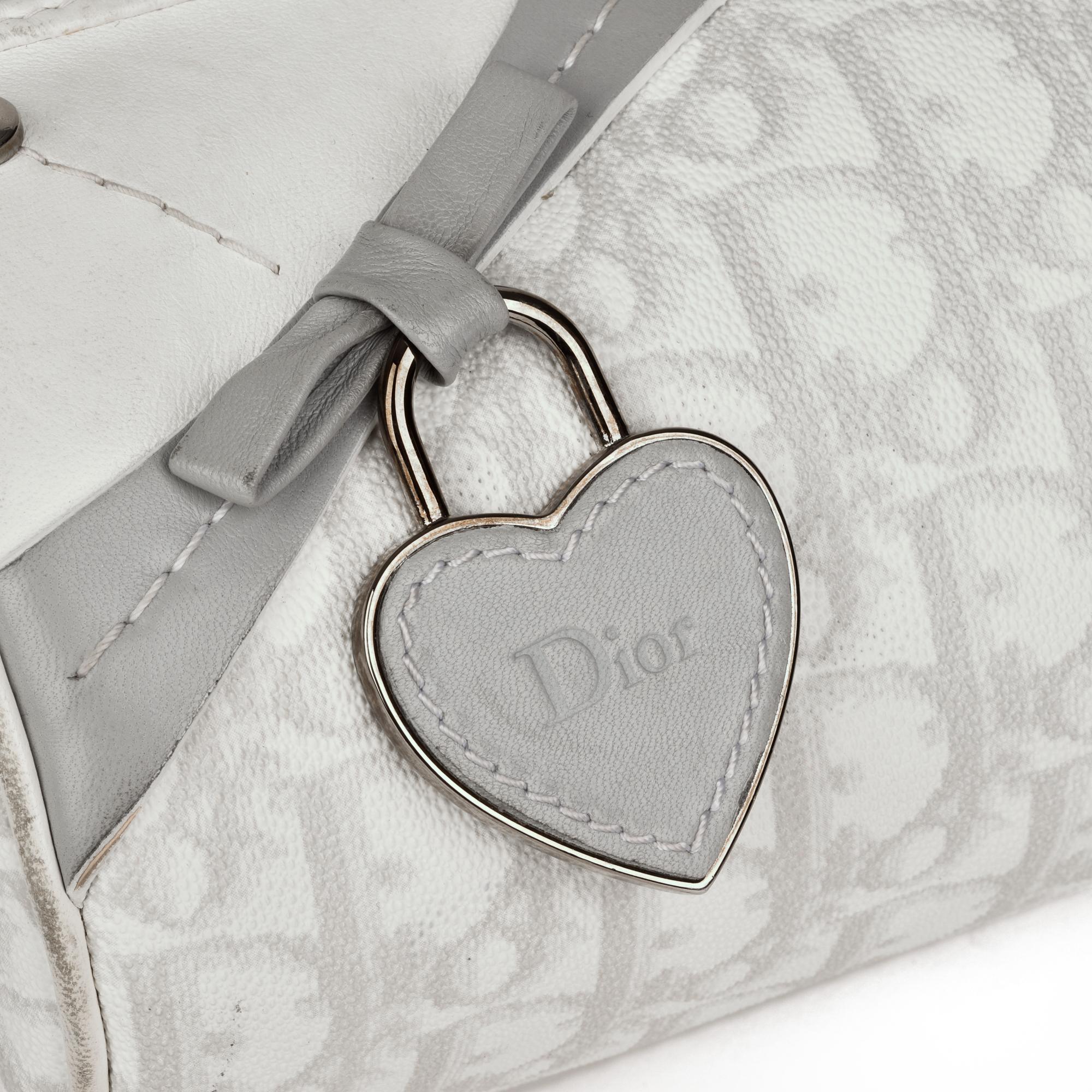 Christian Dior White & Grey Monogram Coated Canvas Romantique Barrel Bag 1