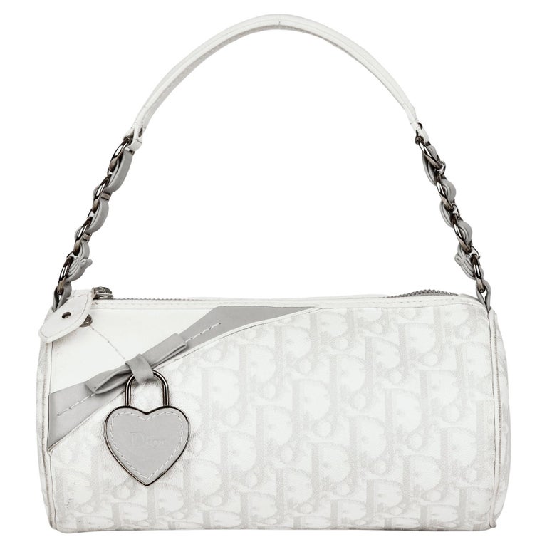 Christian Dior White and Grey Monogram Coated Canvas Romantique Barrel Bag  at 1stDibs | dior romantique barrel bag, dior barrel bag, dior romantique  wallet