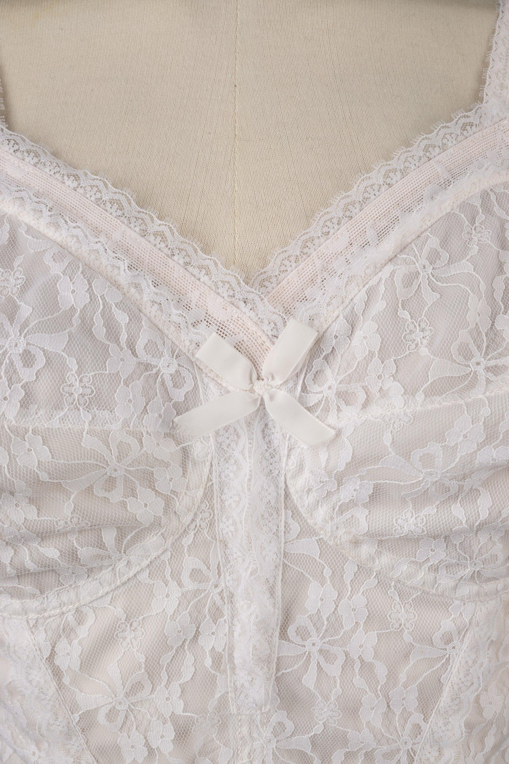 Christian Dior White Lace Bustier Top For Sale 1