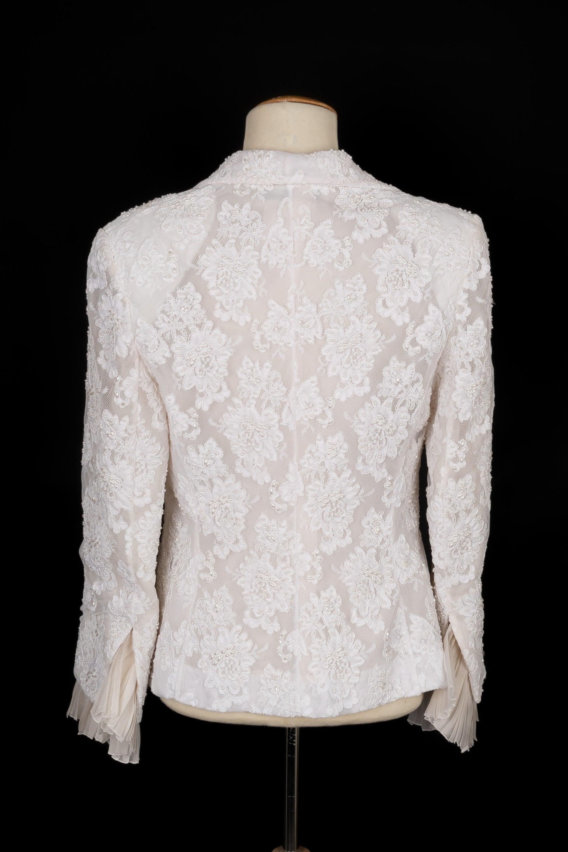 Gray Christian Dior White Lace Jacket