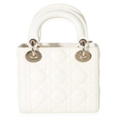 Christian Dior White Lambskin Cannage Mini Lady Dior
