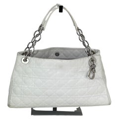 Christian Dior White Lambskin Cannage soft Lady Dior Shopping Tote