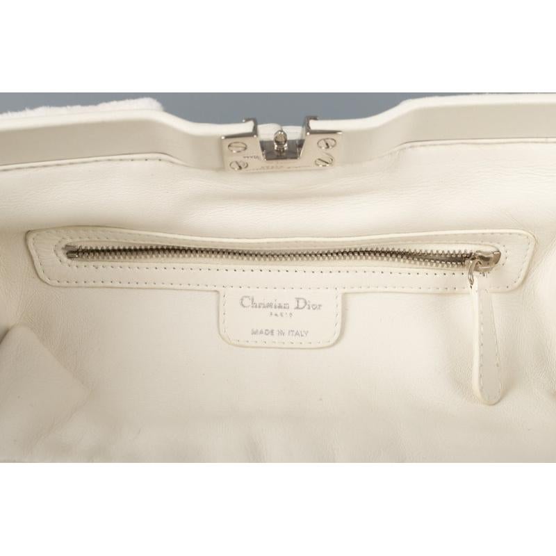 Christian Dior White Leather and Fur Handbag, 2008  For Sale 4