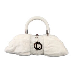 Christian Dior White Leather and Fur Handbag, 2008