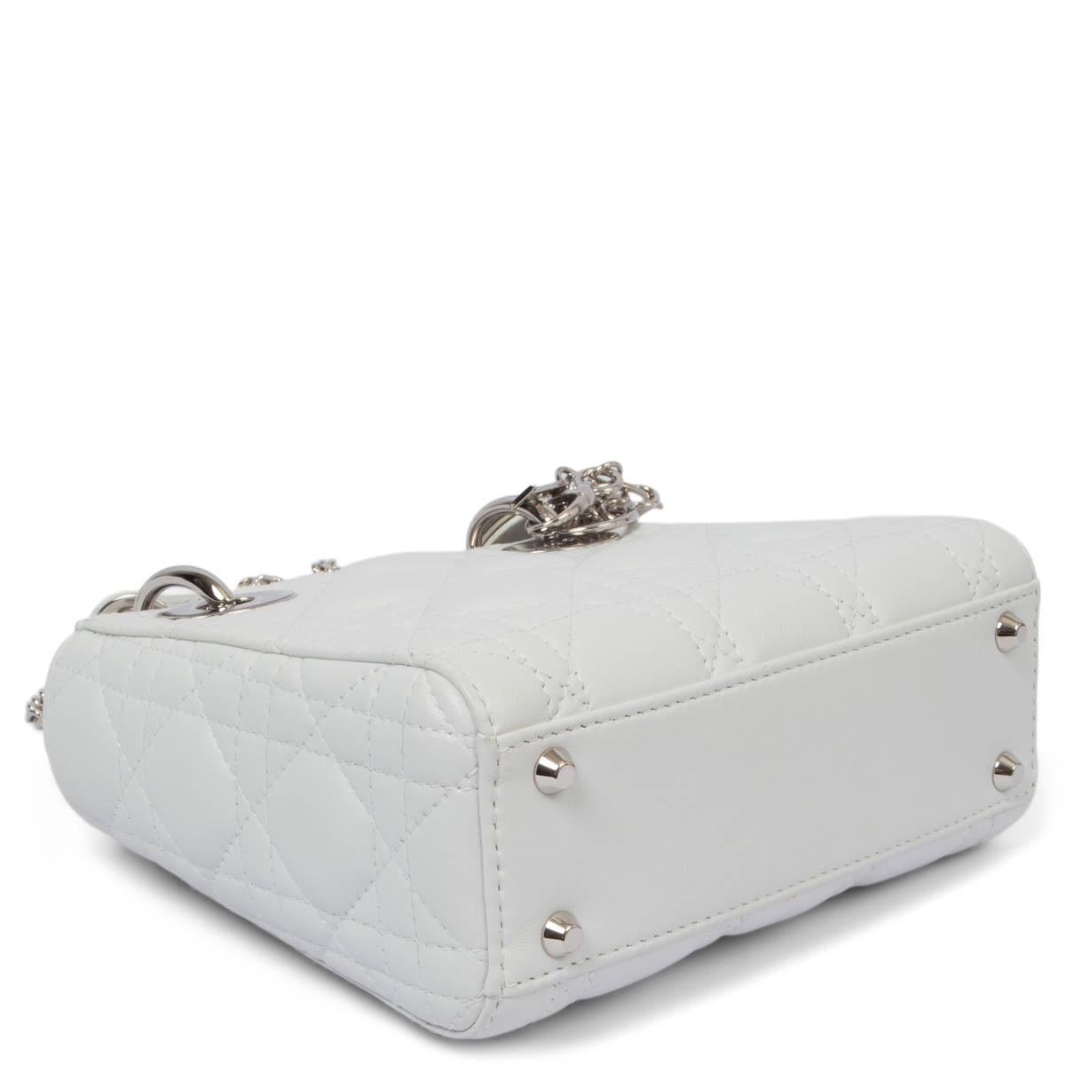 CHRISTIAN DIOR white leather MINI LADY DIOR CHAIN Shoulder Bag 1