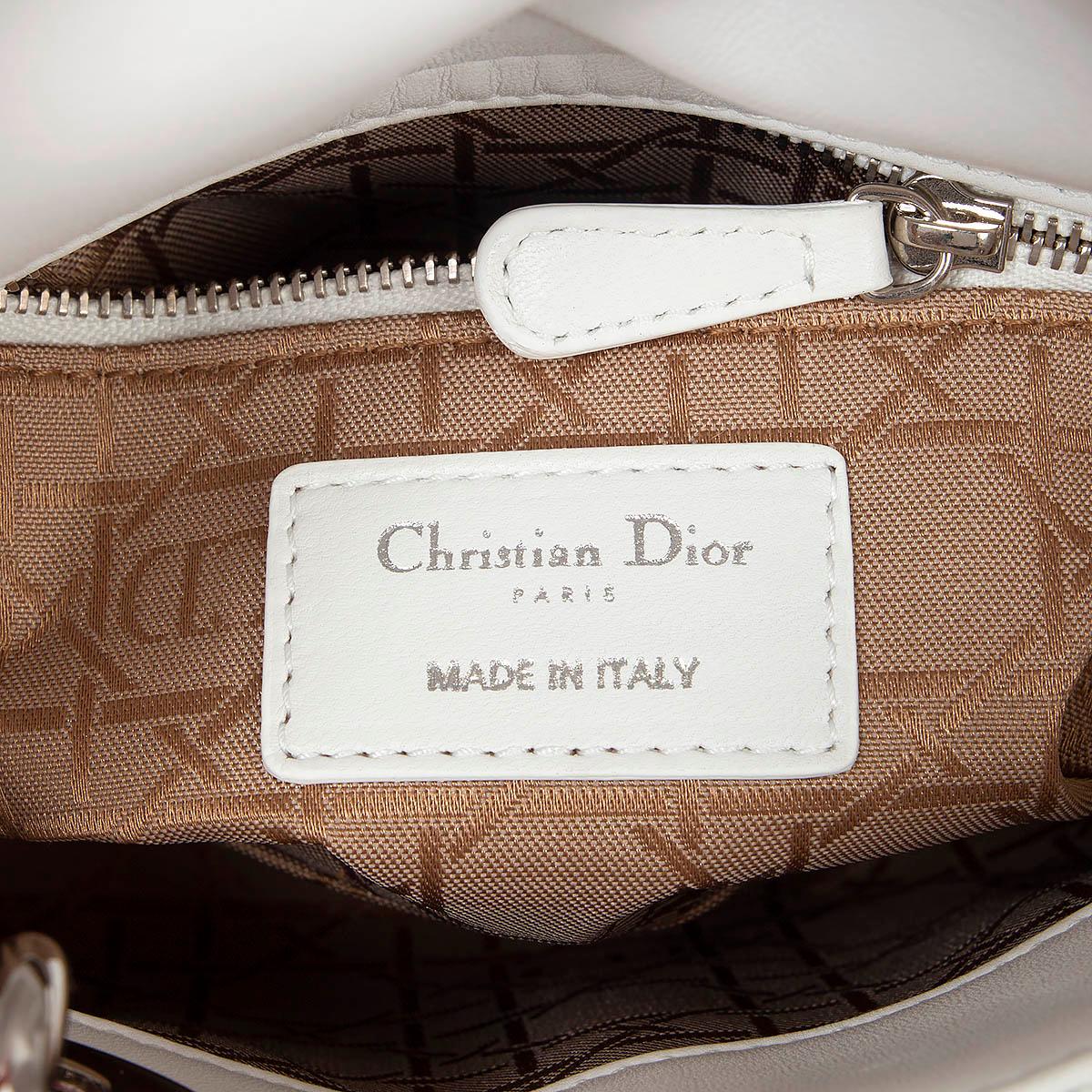 CHRISTIAN DIOR white leather MINI LADY DIOR CHAIN Shoulder Bag 4