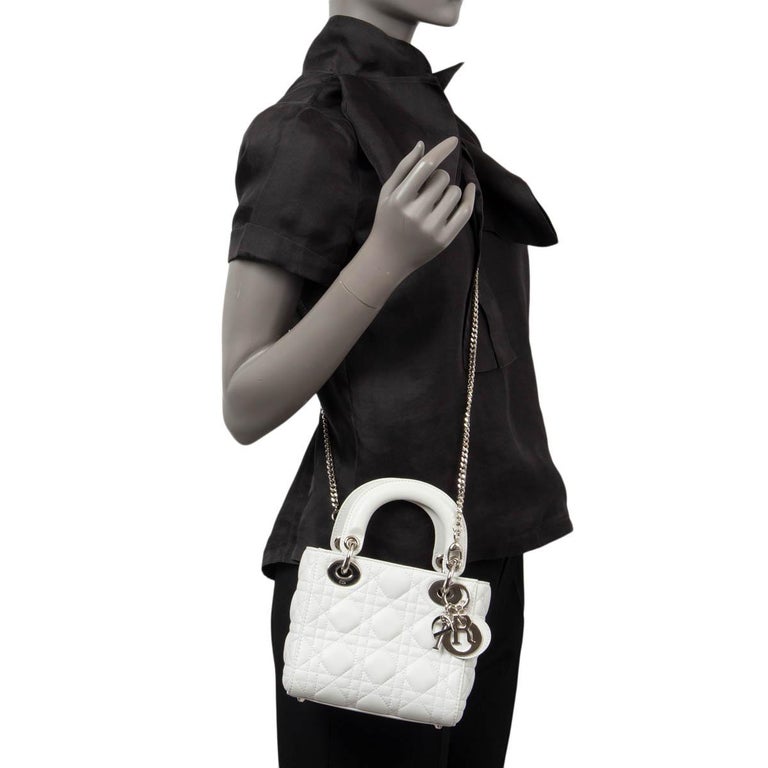 CHRISTIAN DIOR white leather MINI LADY DIOR CHAIN Shoulder Bag at 1stDibs