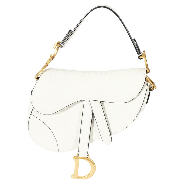 Christian Dior White Leather Mini Saddle Bag For Sale at 1stDibs