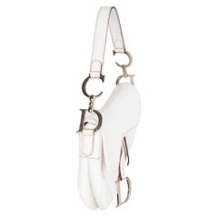 CHRISTIAN DIOR white leather SADDLE Shoulder Bag