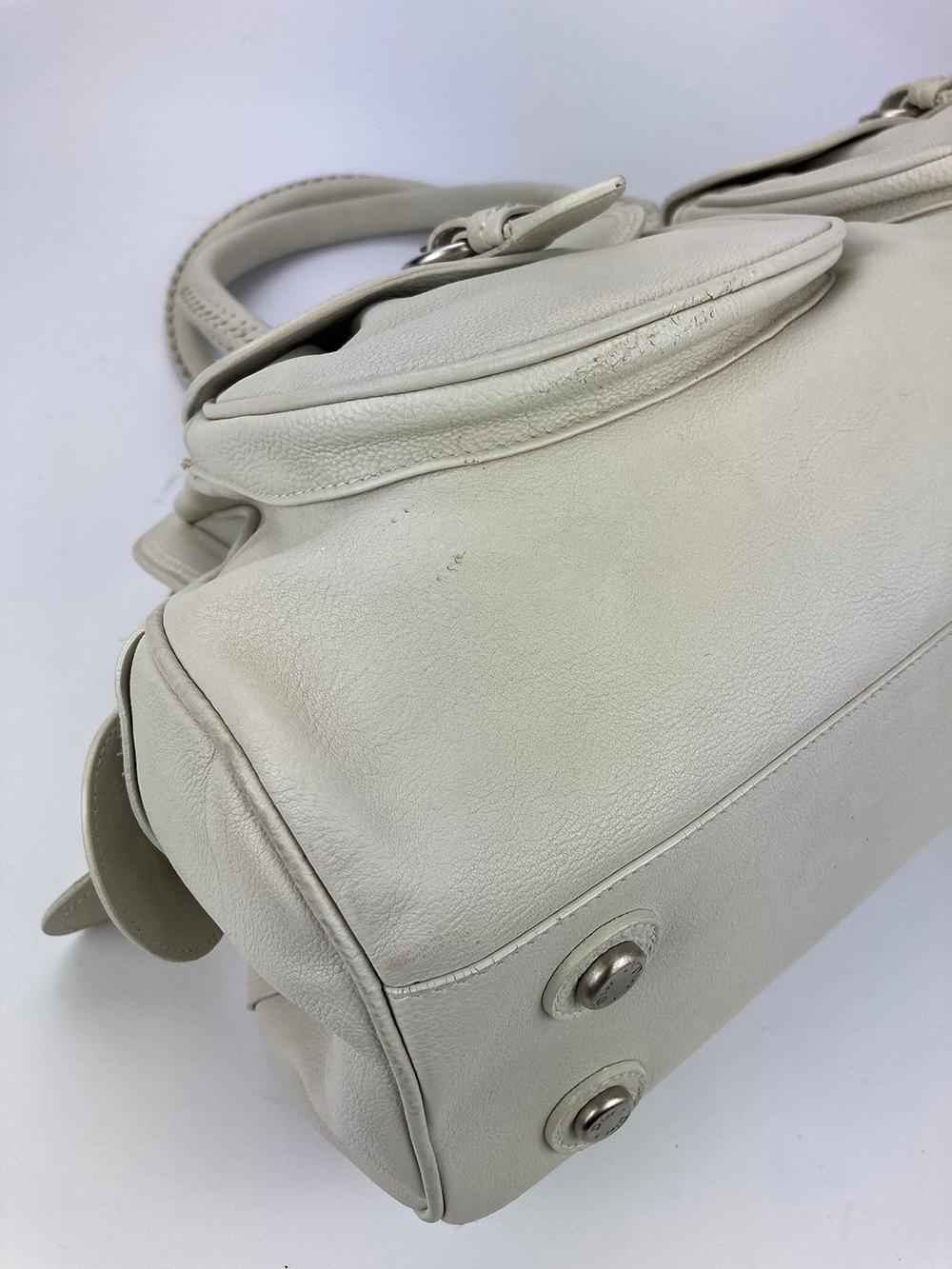 Christian Dior White Leather Shoulder Shopper Bag  For Sale 2