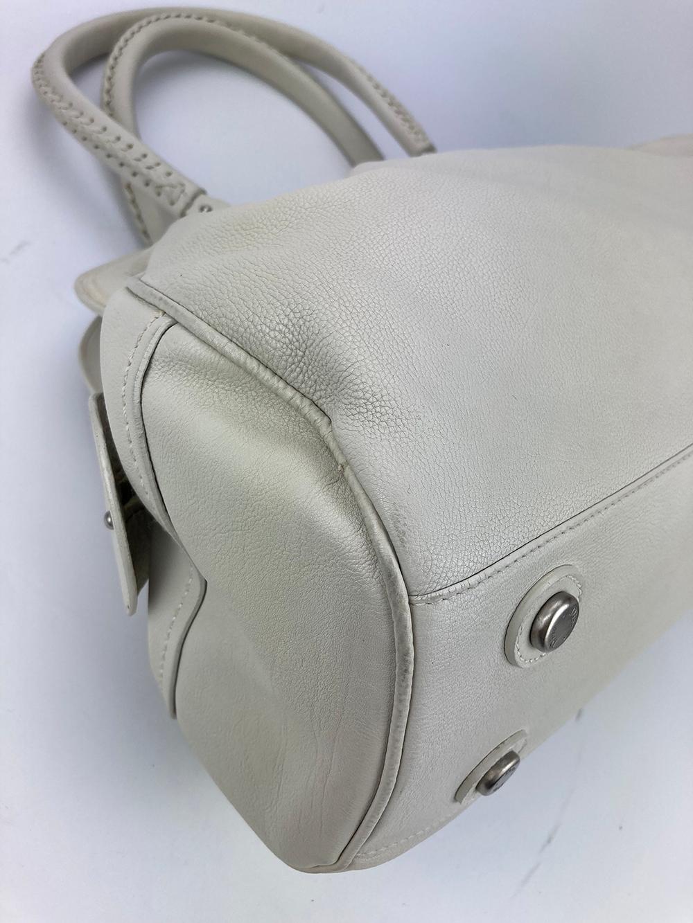 Christian Dior White Leather Shoulder Shopper Bag  For Sale 4