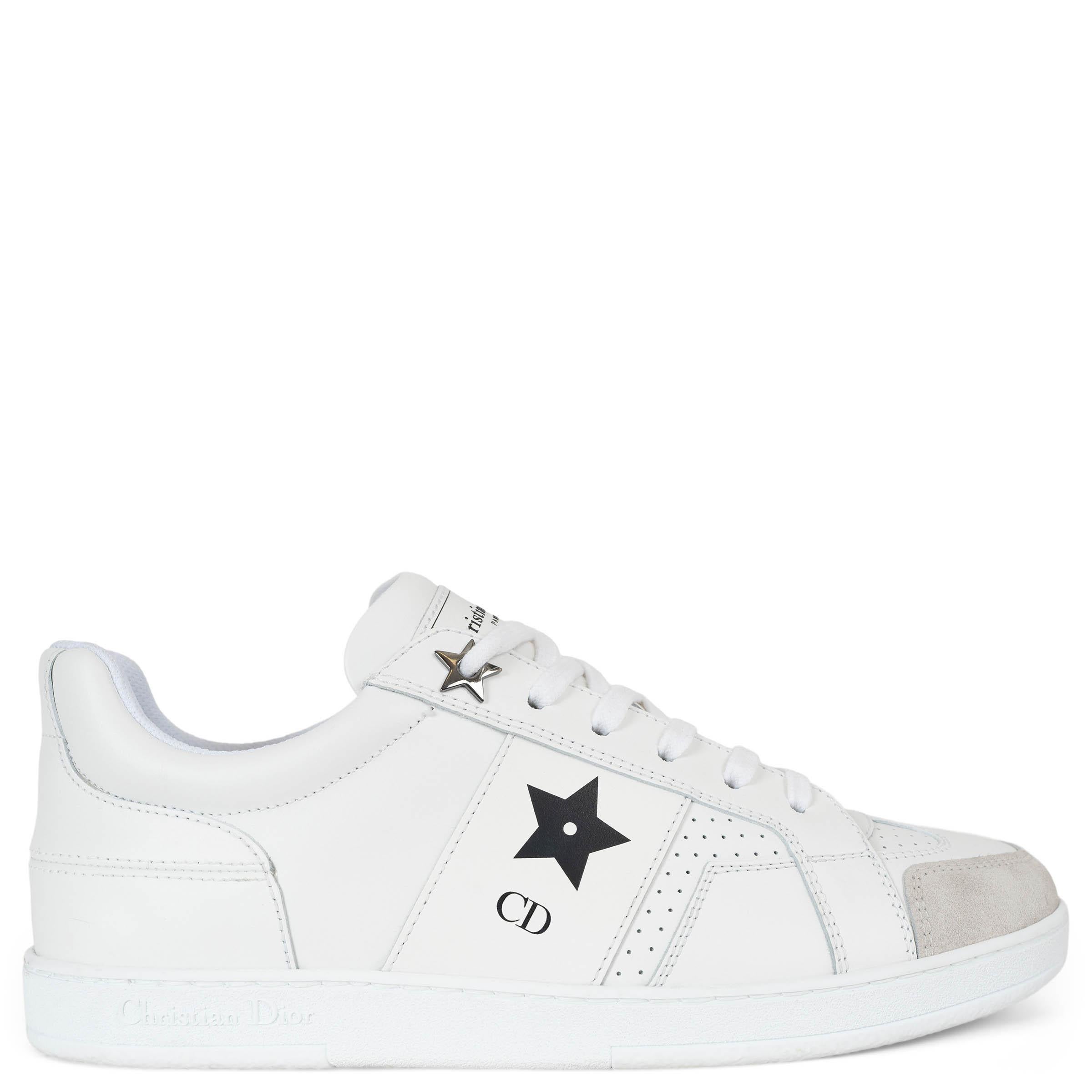 CHRISTIAN DIOR scarpe da ginnastica STAR LOW TOP in pelle e camoscio bianco 37,5