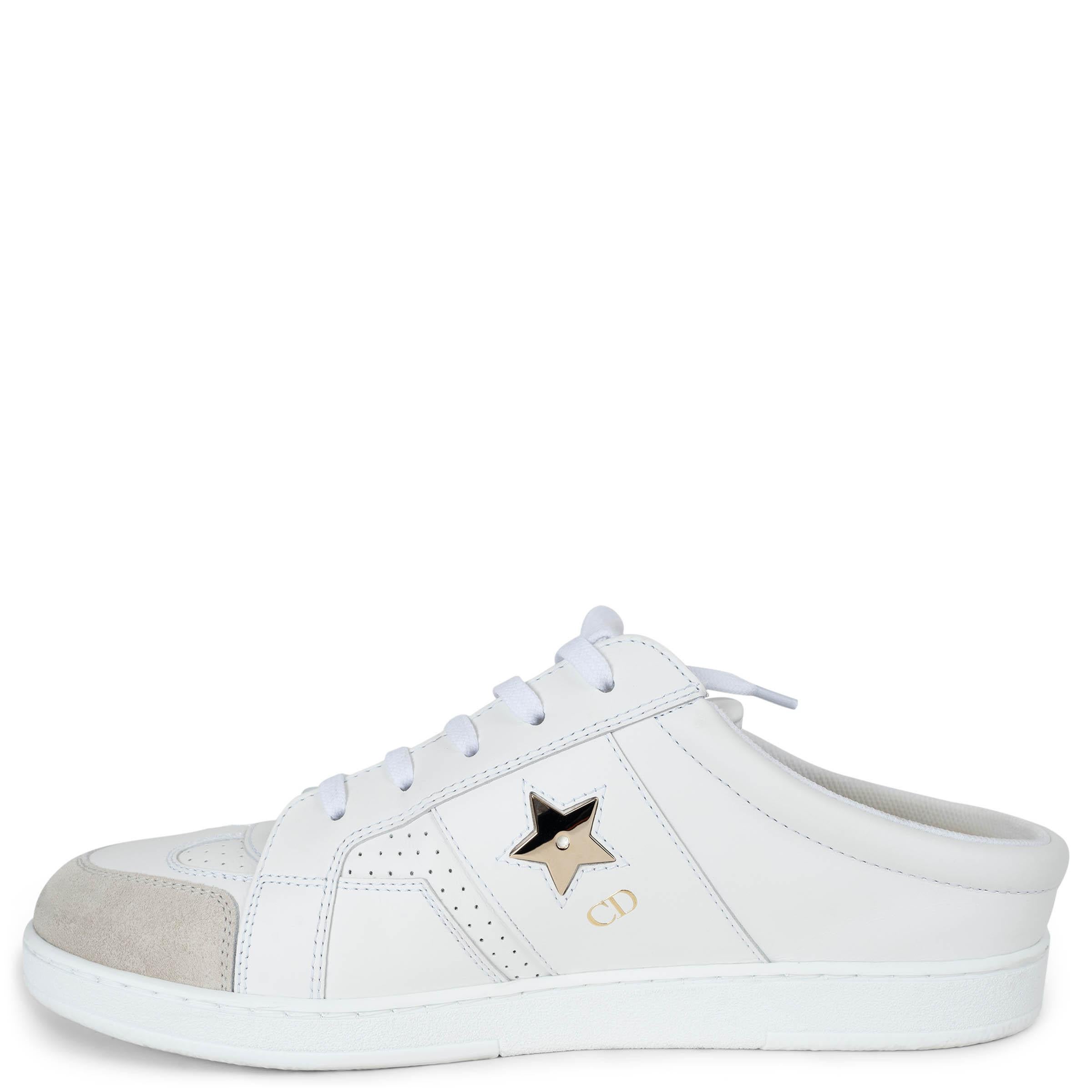 CHRISTIAN DIOR Weißes Leder & Wildleder STAR Sneakers Schuhe 38 (Grau) im Angebot