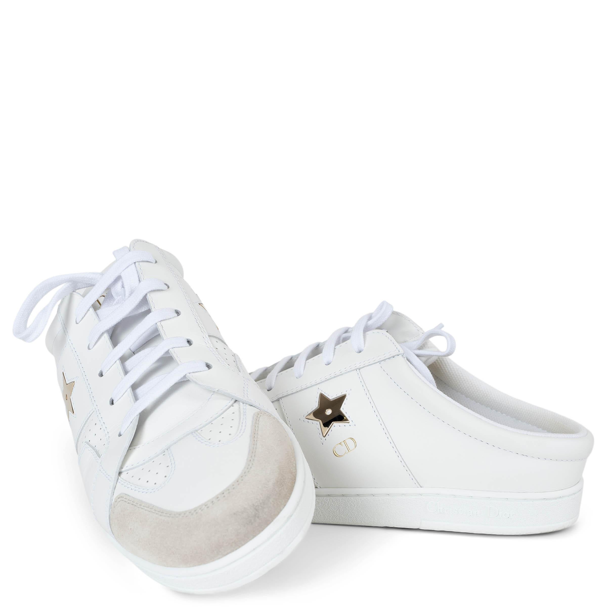 CHRISTIAN DIOR Weißes Leder & Wildleder STAR Sneakers Schuhe 38 im Angebot 2
