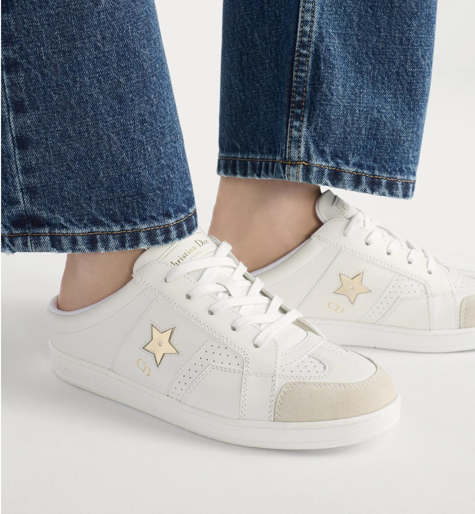 CHRISTIAN DIOR Weißes Leder & Wildleder STAR Sneakers Schuhe 38 im Angebot 5