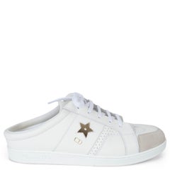 CHRISTIAN DIOR white leather & suede STAR Sneakers Shoes 38