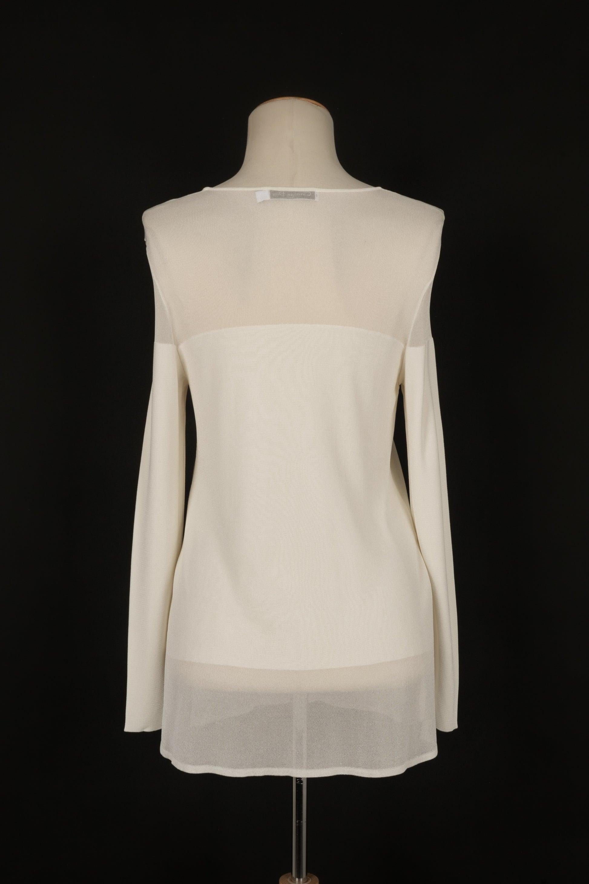 Women's Christian Dior White Mesh Longsleeved Top 38FR For Sale