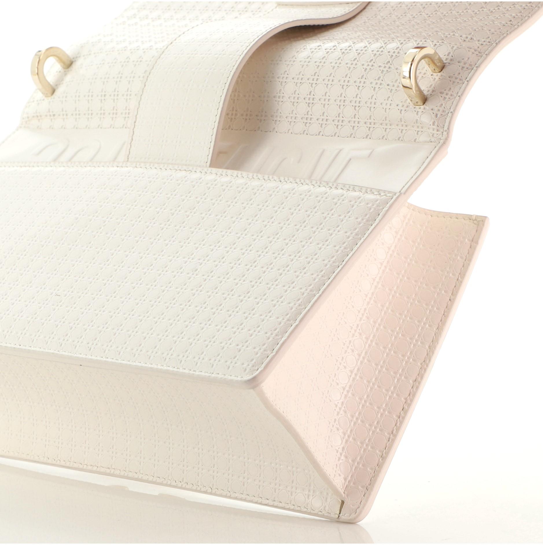 Christian Dior White Micro Cannage Metallic Calfskin Leather 30 Montaigne Chain  1