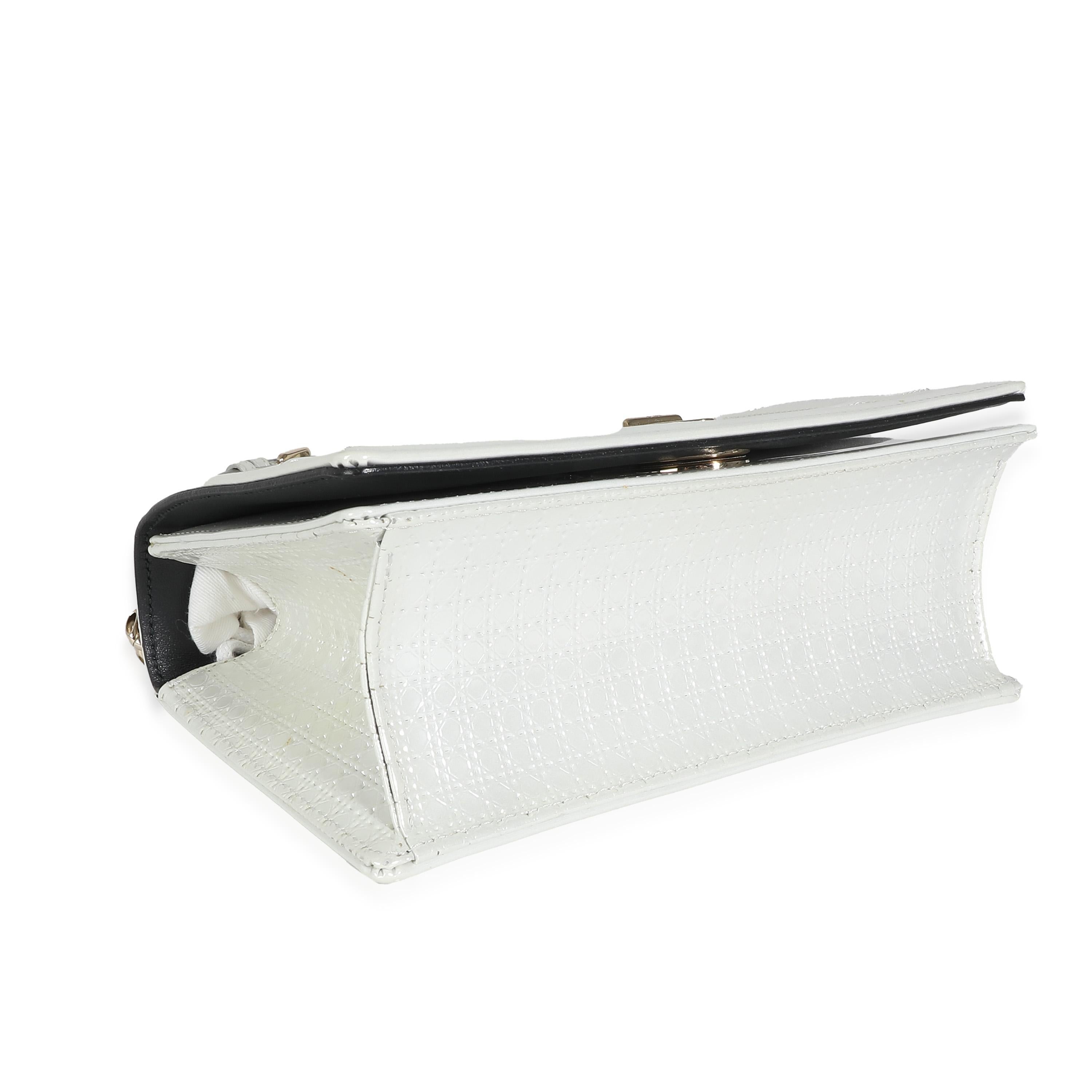 Women's or Men's Christian Dior White Micro Cannage Patent Small Diorama Flap Bag For Sale