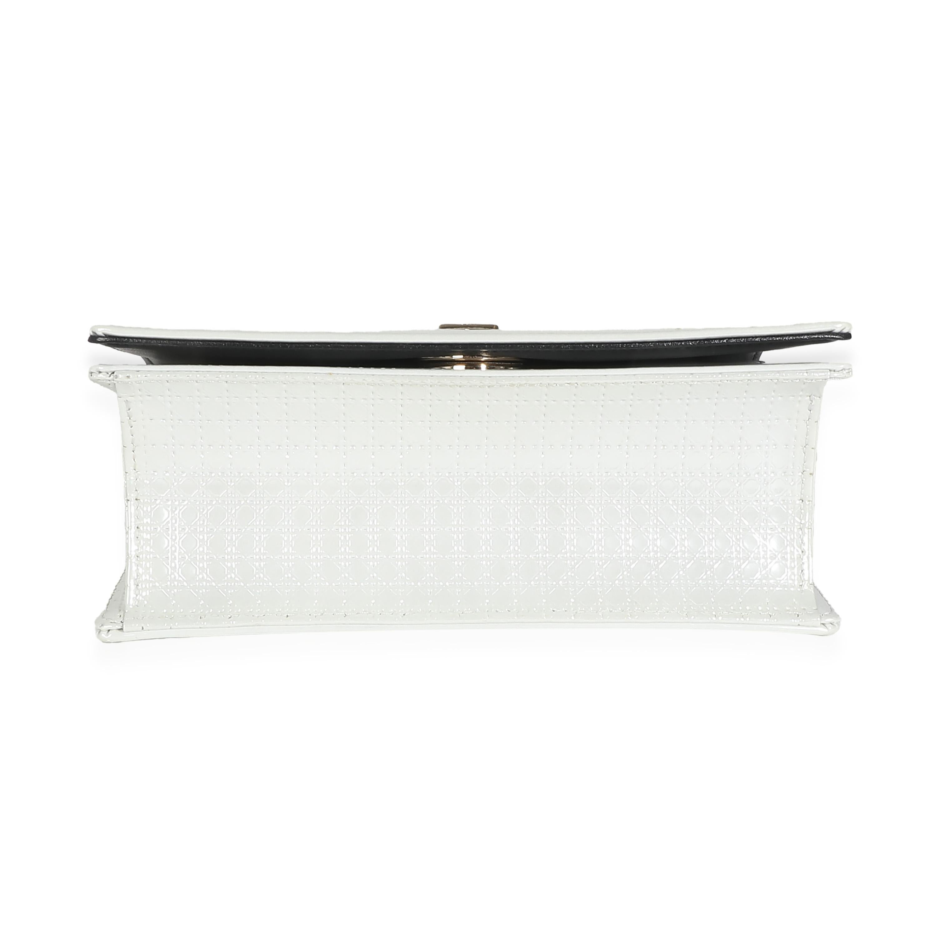 Christian Dior White Micro Cannage Patent Small Diorama Flap Bag For Sale 1