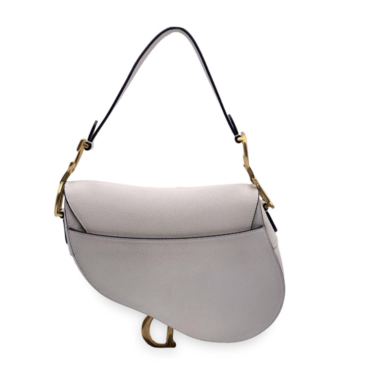 Christian Dior White Milk Leather Saddle Shoulder Bag In Excellent Condition In Rome, Rome