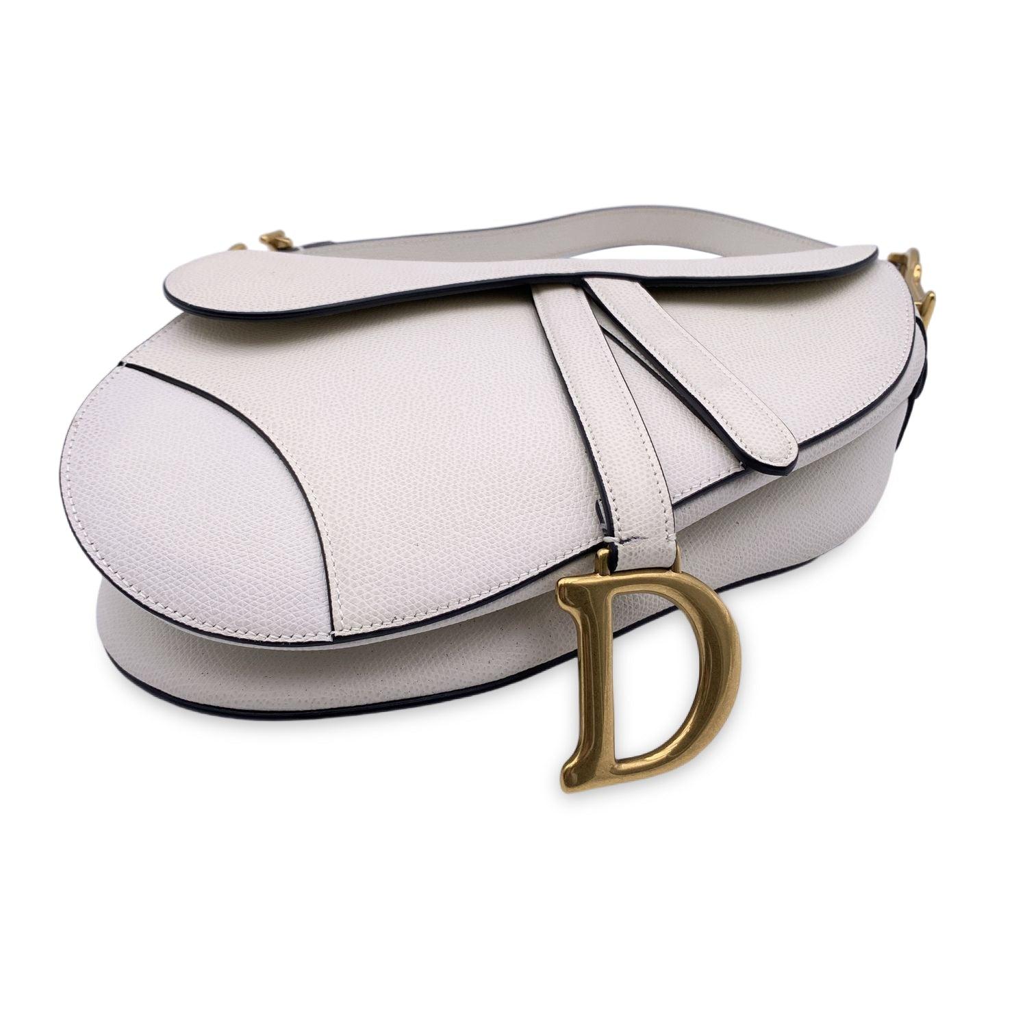 Women's Christian Dior White Milk Leather Saddle Shoulder Bag