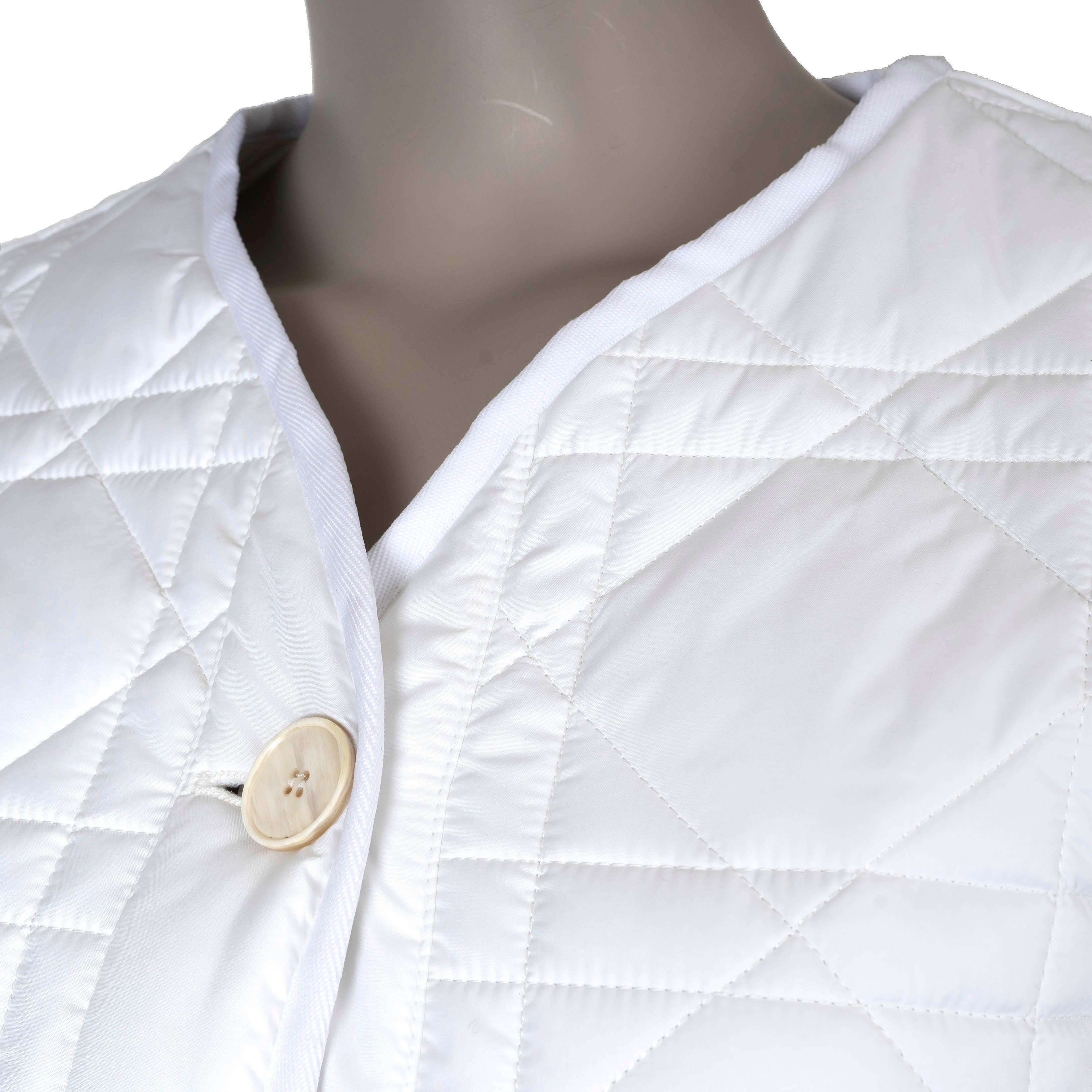 CHRISTIAN DIOR white nylon 2022 MACROCANNAGE OVERSIZED PEACOAT Jacket 34 XXS 1