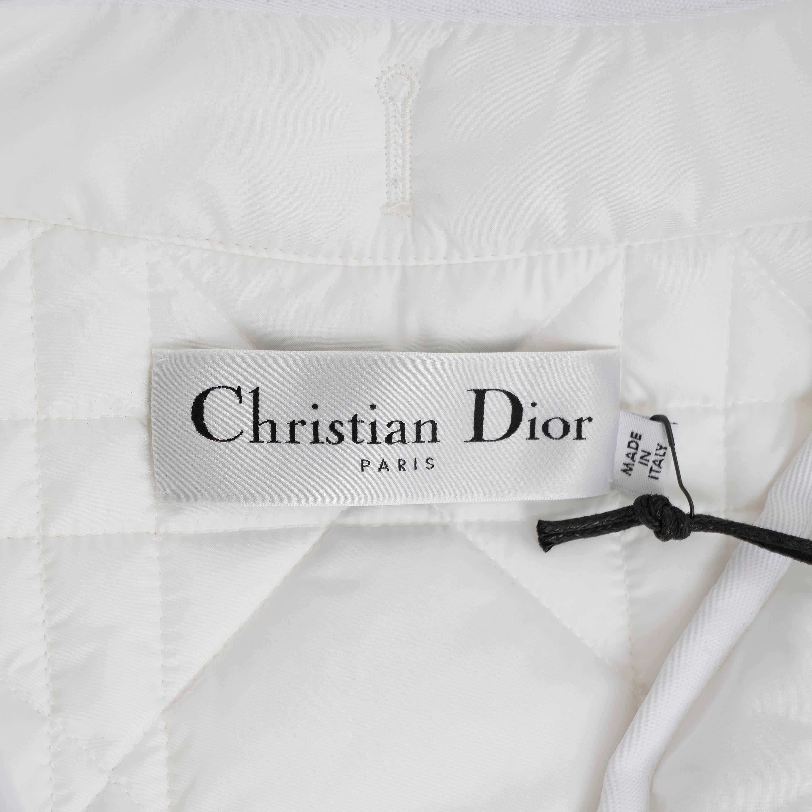 CHRISTIAN DIOR white nylon 2022 MACROCANNAGE OVERSIZED PEACOAT Jacket 34 XXS 3