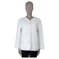CHRISTIAN DIOR white nylon 2022 MACROCANNAGE OVERSIZED PEACOAT Jacket 34 XXS