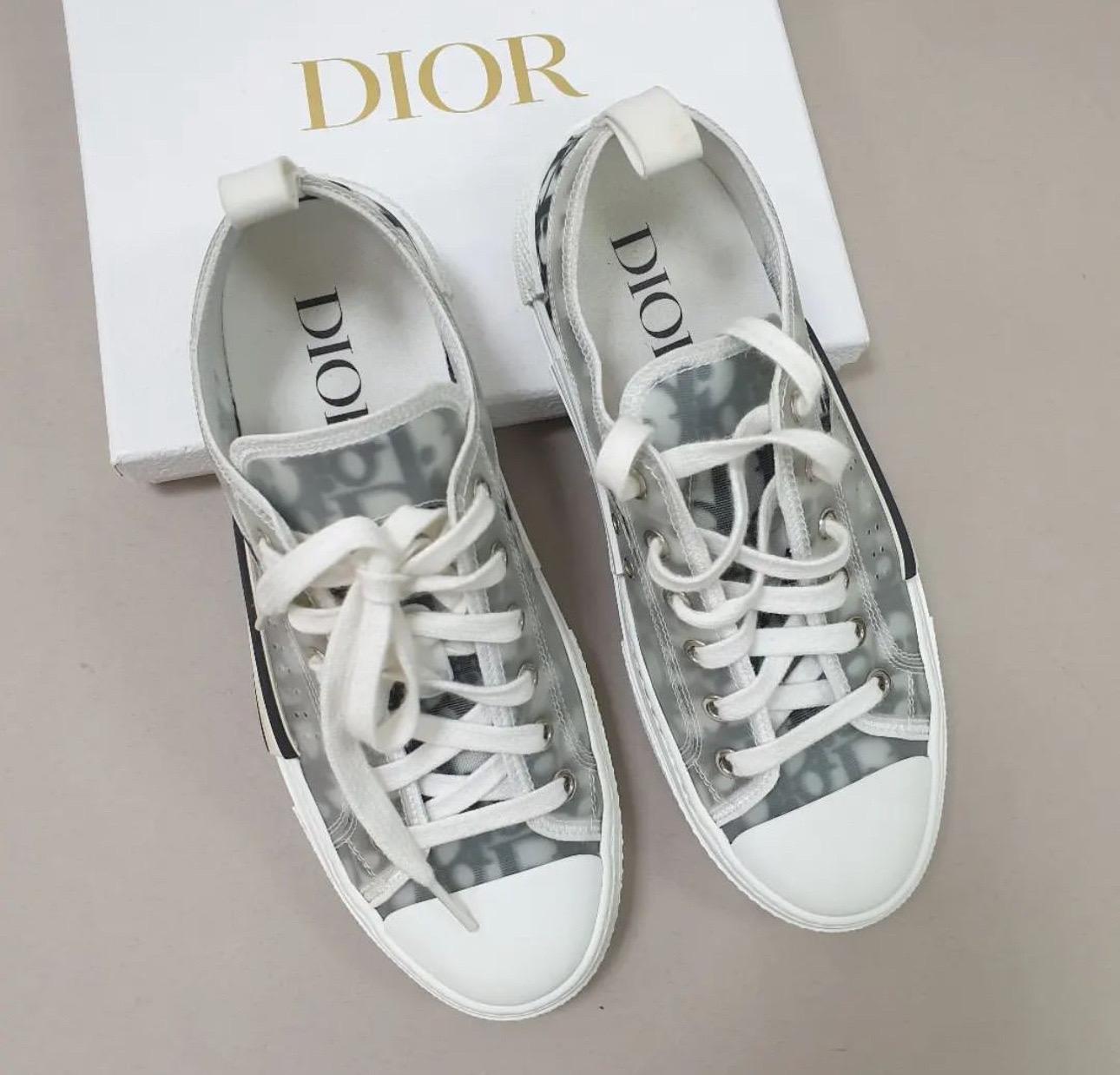 Christian Dior White Oblique Mesh B23 Low Top Sneakers  In Good Condition In Krakow, PL